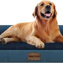 Large Dog Bed Orthopedic Washable: Beds Bolster XL Bed Big XLarge Dogs Memory Foam Couch Sofa Waterproof with Removable Cover - Navy Blue (40.0"L x 32.0"W x 6.5"Th)