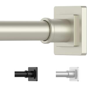 Brushed Nickel Shower Curtain Rod 31-79 Inches Non-Slip Shower Rod Tension Mounted No Drill Tension Shower Curtain Rods Spring Tension Rod for Windows Bathroom