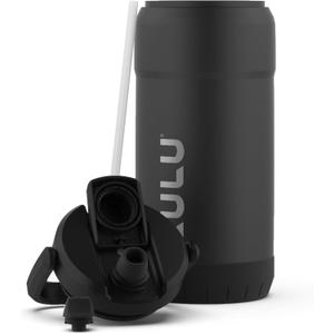 ZULU Goals Vacuum Insulated Large Capacity Stainless Steel Water Bottle | Reusable Jug Thermoses with Carry Handle | Leak-Proof Lid | Perfect for Travel, Workout, Gym, Hiking, Camping | 64oz, 101oz (Black)