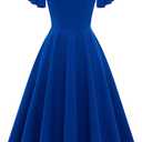 Bridesmay Women's Cocktail Dresses A-Line Midi Wedding Guest Dress for Tea Party-Holiday Party (Blue, L)