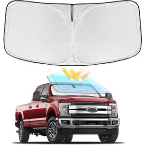 for Ford Super Duty F250 F350 F450 F550 2017-2024 2025 Windshield Sun Shade - 4 Layers Car Sunshades for Front Window Shade Cover Custom Fit F-250 Sun Visor 240T Shade Blocks UV Rays Car Accessories (for Ford Super Duty F250 F350 2017 - 2025)