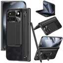 YQODSZ for Google Pixel 10 Pro Fold Case with S Pen Holder & Stylus, Retro PU Leather Phone Case with Hinge Protection, Screen Protector, Kickstand Protective Case for Google Pixel 10 Pro Fold Black