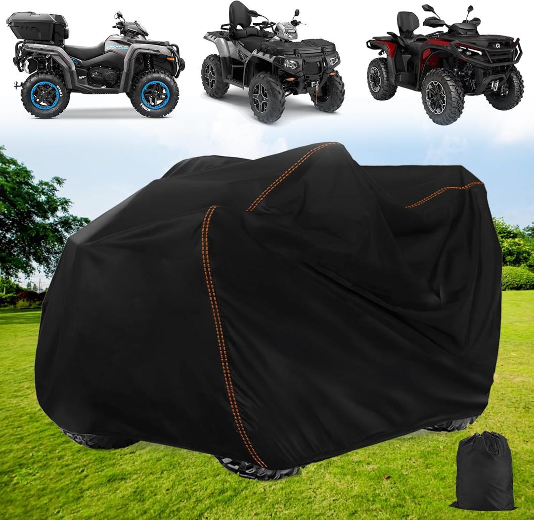 QYMOTO ATV Cover,420D Large ATV Cover XXL 2-UP,4 Wheeler Quad Durable Waterproof Outdoor Full Protection Windproof for CFMOTO Cforce 600 1000 Tour,Polaris Sportsman 570,Can am Outlander 570 850