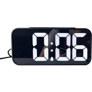 Square LED Single Alarm Clock with Snooze Function for Bedroom, Clear LED Display, Dimmer and Volume Knob, Easy to Set, with USB Port
