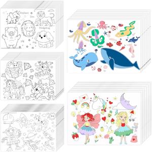 500 Pcs Disposable Paper Placemats Coloring Activity Sheets Paper 14"x10" Table Mats Disposable Dining Table Placemats Unicorn Coloring Placemat for Restaurant Thanksgiving Christmas Party DIY