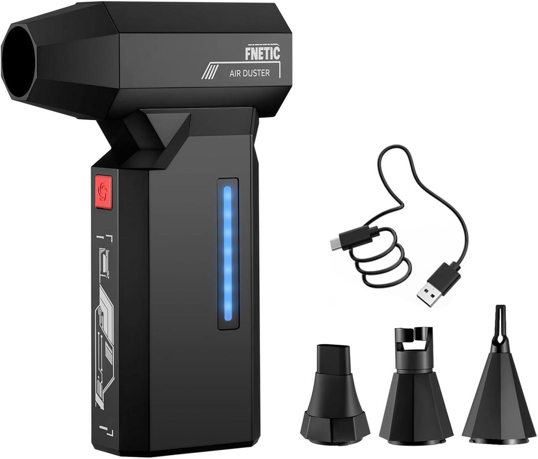 Compressed Air Duster, 130000RPM Super Power Electric Air Dusters with AI Indicator, 5 Gear Brushless Motor, Rechargeable Mini Dust Blower for Computer, Keyboard, House, Outdoor and Car