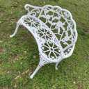 Patio Balcony Bench Double Seat, Anti-Rust Cast Aluminum Patio Garden Bench for Park Yard Outdoor Furniture White.1