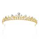 SWEETV Crystal Wedding Tiara for Bride & Flower Girls - Princess Tiara Headband Pageant Crown, Bridal Hair Jewelry for Women and Girls, Gold