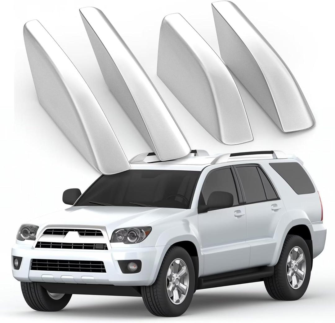 Car Roof Rack End Caps Fit For Toyota 4Runner 4WD N210 2003 2004 2005 2006 2007 2008 2009 Roof Rack Accessories Roof Rail End Cover Roof Luggage Rail Rack Protection Cover Shell Trim 4 Pcs Silver