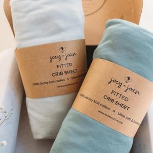 Joey + Joan Fitted Crib Sheets 28 x 52 Compatible with Standard Crib Mattress and Toddler Bed 100% Jersey Cotton Light + Dark Sage Green 2 Pack