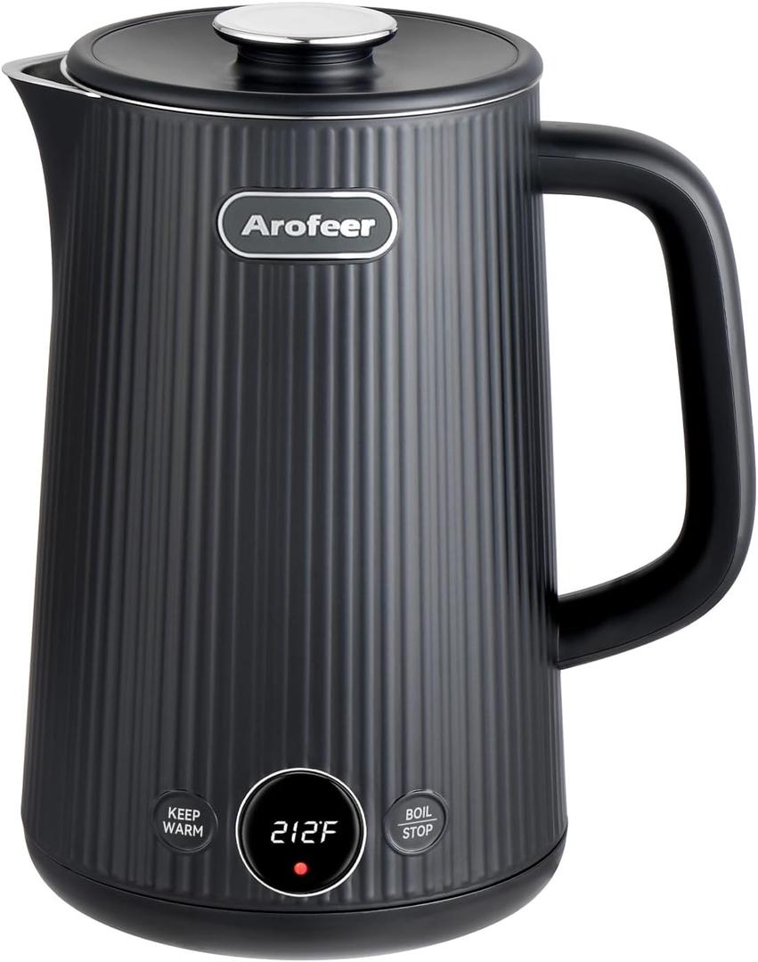 Arofeer 1.7L(57oz) Large Electric Kettle Temperature Control, 7+Cups Electric Tea Kettle for Coffee&Tea, 2 quarts Big Hot Water Kettle Electric with,1200W,Keep Warm-Black