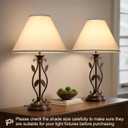 White Lamp Shades Set of 2, Empire Large Lamp Shades for Table Lamps Floor Lamps, 6" Top x 16" Bottom x 10.8" High, Natural Linen Lampshades Replacement, Spider, Harp Holders Included, Easy Assembly