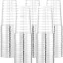 I00000 100 Pack 12 oz Silver Plastic Cups, Silver Rimmed Disposable Cups, Party Glasses Cocktail Glasses Premium Cups with Silver Rim, 12 Ounce Plastic Tumblers For Party