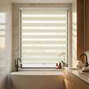 ShadesU Cordless Zebra Blinds – Light Filtering Dual-Layer Window Shades for Privacy (Cream Color) (Maximum Height 72") (Width 31.5")