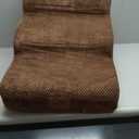 Dog Stairs for Small Dogs 15.7" H, Curved Dog Step for Puppy, Older Cat, Medium Pet Ramp for Sofa, Couch or Chair, Ladder with High Density Foam, 3 Step, 15.7x22.4x15.7 inch, Brown