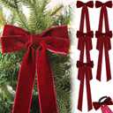 12 Pcs Burgundy Christmas Bow Ornament 4 x 12 Inch Xmas Tree Ribbon Hanging Bows Christmas Wedding Aisle Decorations for Xmas Wreath Party Garland Decoration Holiday Wedding Decor