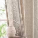 jinchan Winslow Linen Curtains for Bedroom 96 Inches Length Linen Blended Embroidered Floral Curtains for Living Room Farmhouse Decor Light Filtering Window Treatments Ivory on Taupe Drapes 2 Panels