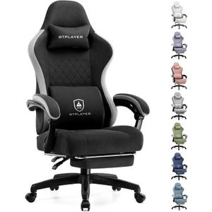 GTPLAYER Gaming Chair, Computer Office Chair with Pocket Spring Cushion, Linkage Armrests and Footrest, High Back Ergonomic Computer Chair with Lumbar Support Task Chair with Footrest(Black)
