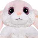 HO-EF 8.5" Bunny Stuffed Animal, 2 Sitting Bunny with Flappy Ears Plush Bunny Cute Stuffed Rabbit Plush Toy, Companion Easter Gift for Boys Girls Babies Kids (Pink+Grey)