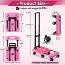 Folding Hand Truck Lightweight Hand Truck Dolly Foldable,Luggage cart with 6 Rotate Wheels, Utility Cart with Adjustable Handle,Collapsible Dolly for Moving (Pink)