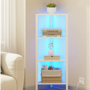 TUTOTAK Corner Shelf, 4-Tier Corner Bookshelf for Small Space, Narrow Display Corner Shelf Stand with Storage Rack, for Living Room, Bedroom, White BS05BW004L