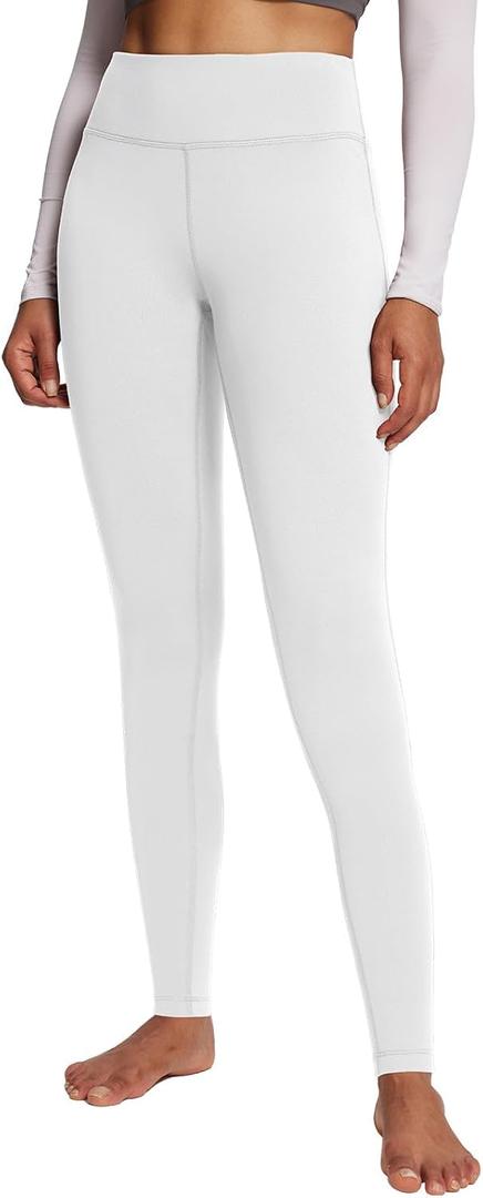 baleaf Winter Clothing Women Leggings Fleece Lined Tights Thermal Warm Thick Cold Weather Gear 1 Pockets (Small, White)