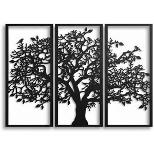 3 Panels Family Tree Metal Wall Decor Tree of Life Metal Wall Art, Home Bedroom Living Room Decor 3D Wall Art 3 Panels Family Tree Metal Wall Decor Modern Decoration (Black, 30"W x 20"H/76x51cm)