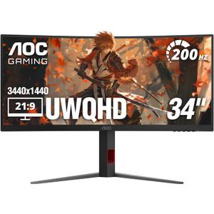 AOC 34 Inch Curved Gaming Monitor UWQHD 200Hz VA 0.3ms HDR, CU34G4H