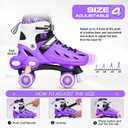 METROLLER Roller Skates for Girls and Boys Teens, Adjustable Sizes for Kids Toddler Rollerskates with Light up Wheels, for Women (Purple, Medium-Big Kid (1-4 US))