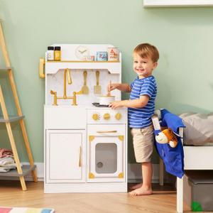 Teamson Kids Versailles Petite Classic Kids Wooden Play Kitchen with 11-Piece Accessory Set