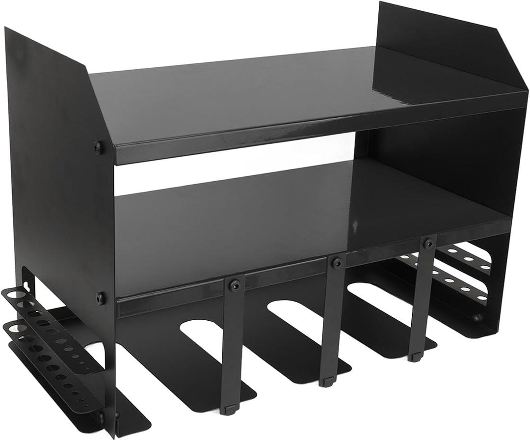 Power Tool Organizer Wall Mount, Iron Power Tool Accessories Rack Organizer 4 Slots Cordless Drill Hanger Storage Rack Drill Holder Garage Storage Rack for Workshop Warehouse (Black)