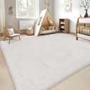 GarveeHome 5x8 Fluffy Area Rug- Shag Area Rug for Living Room, Shaggy Large Indoor Thick Living Room Carpet with Non-Slip Backing, Soft Plush Fuzzy Carpet for Bedroom, 5x8, White