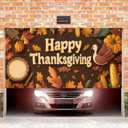 Thanksgiving Garage Door Banner 13x6ft Happy Thanksgiving Turkey Pie Cartoon Backdrop Banners for Outside Indoor Fall Door Cover Garage Wall Covering for Party Garage Decorations