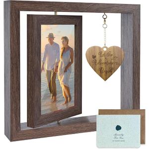 ISHINE Happy Anniversary Picture Frame Gifts for Women, Rustic Wood Floating Anniversary Wedding Gift for Her Him Boyfriend Girlfriend Wife Husband Couple