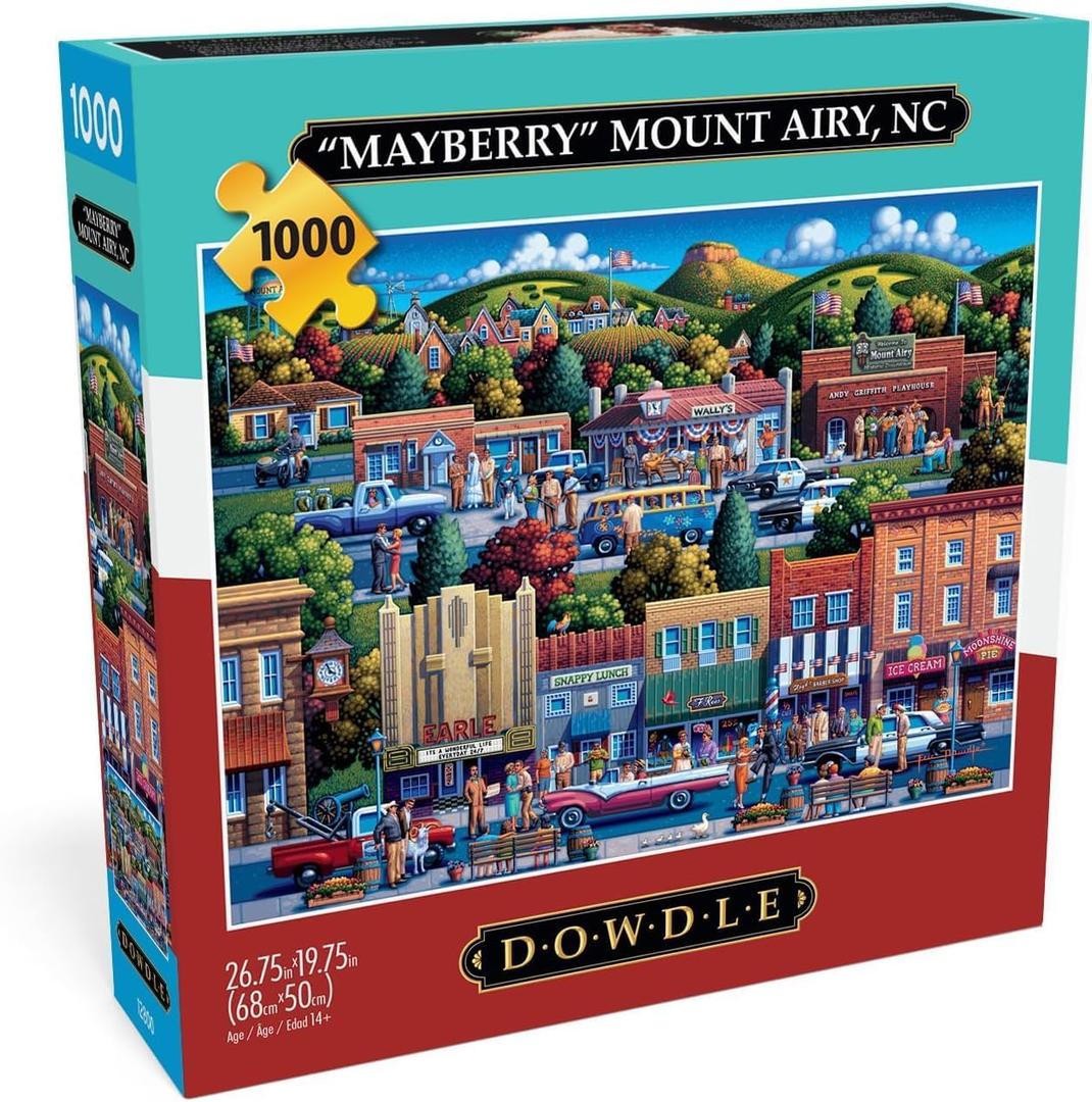 Buffalo Games - Eric Dowdle - Mt Airy, NC - Mayberry - 1000 Piece Jigsaw Puzzle for Adults -Challenging Puzzle Perfect for Game Nights - Finished Size is 26.75 x 19.75