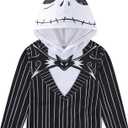 Disney Nightmare Before Christmas Jack Skellington Boys Long Sleeve Hooded Shirt for Big Kids