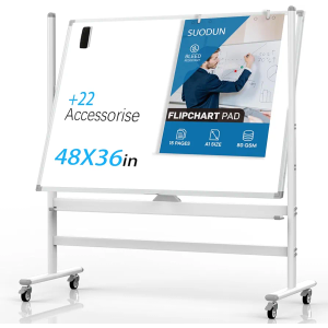 Mobile Whiteboard,Rolling Dry Erase Board 48 x 36, Height Adjust Double Sides White Board on Wheels, Dry Erase Board Easel with Stand for Office, Home & Classroom