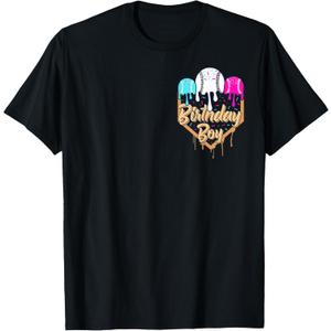 10th Birthday Baseball Ice Cream Drip Sprinkles 10 Year Old T-Shirt