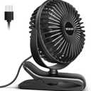 BESKAR Small Clip on Fan, 3 Speeds USB Fan with Strong Airflow, Clip & Desk Fan USB Plug in with Sturdy Clamp - Ultra Quiet operation for Office Dorm Bedroom Stroller (Dark Black)