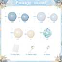 Blue Birthday Decorations, Dusty blue Sand White Confetti Foil Balloons Happy Birthday Banner Gold Butterfly Fringe Curtains, Light Blue Birthday Decorations for Boys Girls Women Men