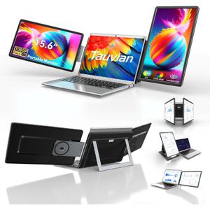 15.6" Laptop Screen Extender, FHD 1080P IPS Portable Triple Monitor for Laptops 13.3"-17.3", USB-C/HDMI Plug & Play, 120% sRGB Low Blue Light Detachable Monitor Extender for Windows/MacOS