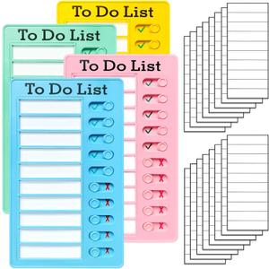 4 Pieces Chore Chart for Kids Multiple Kids - Sliding Routine Chart: Reusable to Do List, RV Checklist, Planning Board, Visual Schedule, and Reminder (Blue/Pink/Green/Yellow)