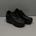 Women Leather Platform Sneakers Wedge Walking Shoes Comfortable Slip-On Non-Slip Work Shoes (6, Black)