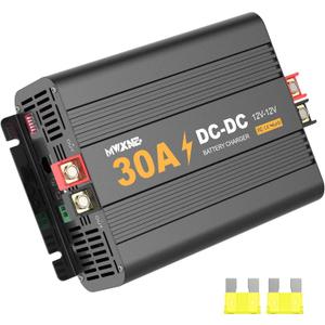 DC to DC Charger 12V 30A, Multi-Stage On-Board Battery Charger for Lithium, AGM, Gel, and Lead-Acid Batteries, Ideal for RVs, Marine, Boats and Commercial Vehicles