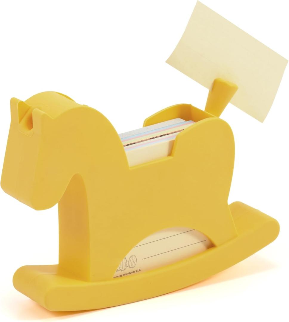Li&Zhao Wobble Horse Sticky Note Holder Silicone Label Holder Stand, 2026 Year of the Horse Good Luck Stable Rocking Horse Design for Tabletop Organizer, Office Desk Accessory, Home Decoration(Yellow)