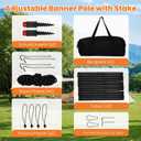 Outdoor Banner Stand 6.5 ft,Portable Adjustable-Length Banner Holder Set with Spherical Elastic Rope Backdrop Frame, Retractable Banner Stand for Wedding, Birthday Party, Commercial Advertisement