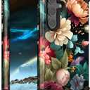 PIXIU Unique Flower Pattern Compatible with Samsung Galaxy S25 case, Heavy Duty Dual Layer Shockproof Full-Body Protective Sturdy Hybrid Cute Rugged Case for Women, Girls, Kids
