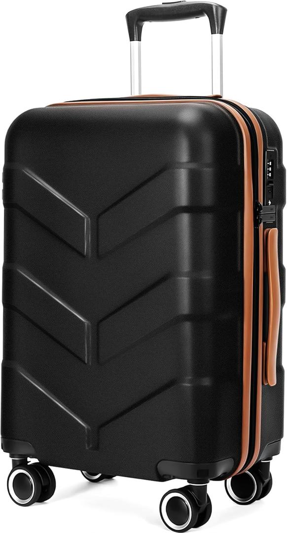 Hardside Carry On Luggage 22x14x9 Airline Approved with Spinner Wheels, Lightweight 20-inch Carry-On Suitcase for Men & Women, Black