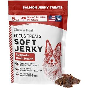 Chew + Heal Labs Dog Salmon Jerky Treats with Cognitive Support - 5 oz of Wild Caught Salmon Jerky Dog Treat - Made with Gingko Biloba, Blueberries, Cranberries, Pumpkin, and More - Made in The USA BEST BY 02/12/2026 Chew + Heal Labs Dog Salmon Jerky Treats with Cognitive Support - 5 oz of Wild Caught Salmon Jerky Dog Treat - Made with Gingko Biloba, Blueberries, Cranberries, Pumpkin, and More - Made in The USA BEST BY 02/12/2026