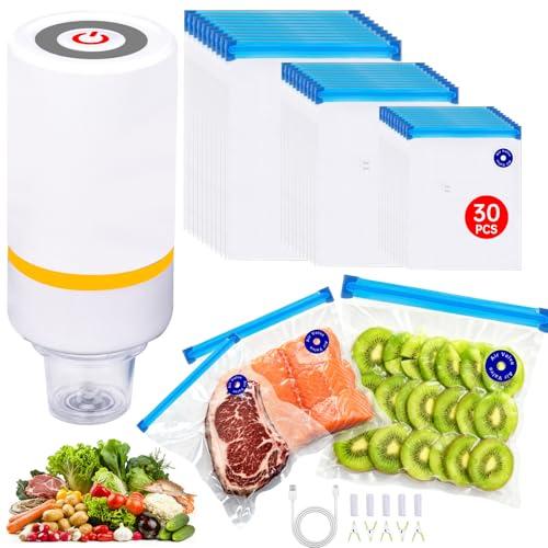 42 PCS Sous Vide Vacuum Sealer Set - 28 Reusable Bags, 5 Clips and Sealing Clips for Anova, Joule Cookers